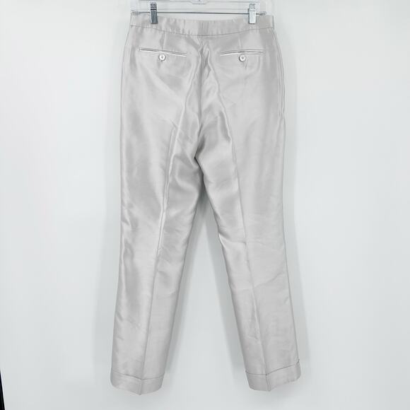 Ralph Lauren Black Label 100% Silk Straight Leg Trouser Pants Silver Womens 6 - Picture 10 of 12